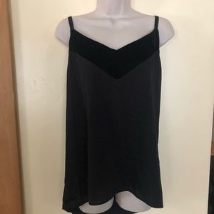 Anthropologie Velvet Trim Sleeveless Black Cami XL